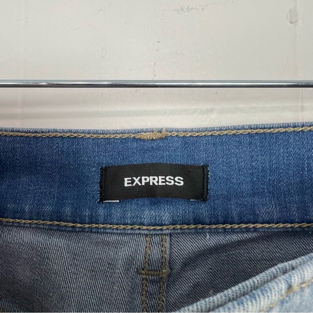 Express Skinny Mid-Rise Jeans Size 10 Stretch Light Wash - Picture 2 of 5